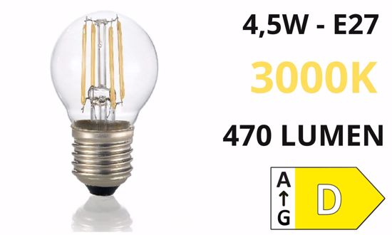 Lampadina e27 sfera led 4,5w 3000k 470 lumen toplight