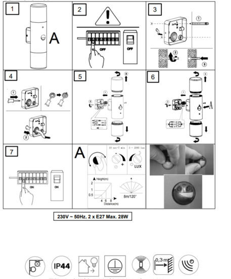 Applique per esterno con sensore movimento nera moderna