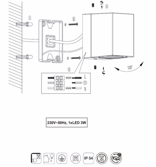 Applique orientabile per esterni moderna antracite 3w 3000k