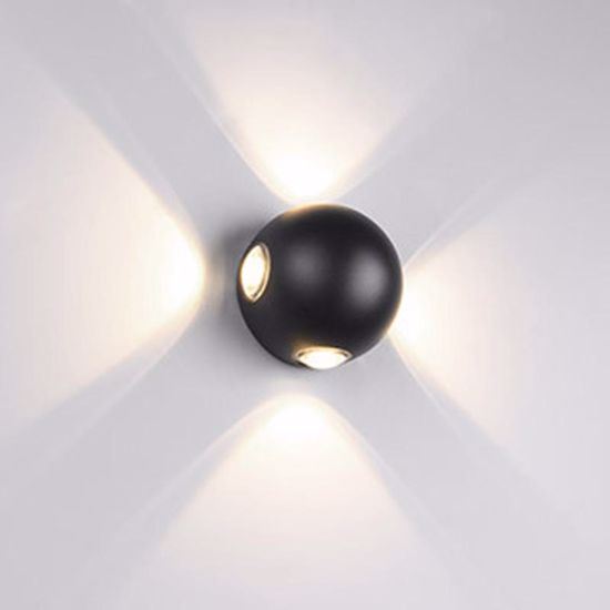 Applique sfera nera per esterno moderna 4 luci  8w 3000k