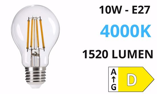 Toplight lampadina led e27 10w 4000k 1520 lumen vetro trasparente