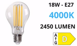 Toplight lampadina e27 led 18w 4000k goccia trasparente 2450 lumen