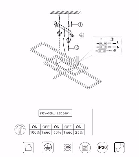 Plafoniera da soffitto led 3000k  design nero dimmerabile