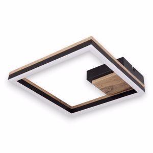 Plafoniera led 12w 3000k quadrata nera legno