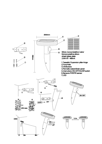 Applique esterno con pannello solare 3,3w 6000k ip44