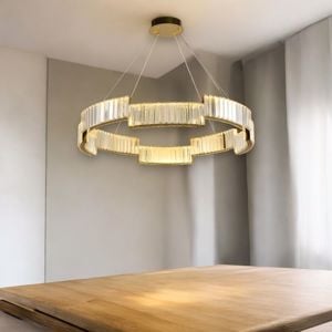 Lampadario di cristallo led design oro per salotto fp