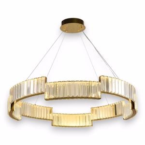 Lampadario di cristallo led design oro per salotto fp