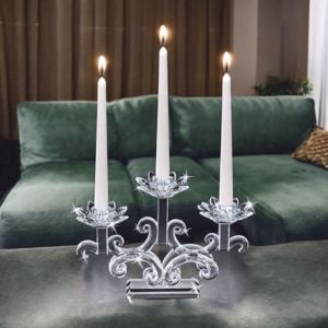 Candelabro di cristallo elegante candeliere tre fiamme da tavolo