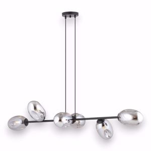 Lampadario nero 6 luci vetri design per cucina moderna