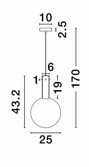 Lampada sospensione sfera di vetro fume led 3000k dimmerabile