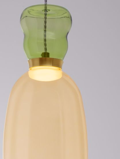 Lampada a sospensione oro moderna vetro giallo verde da comodino