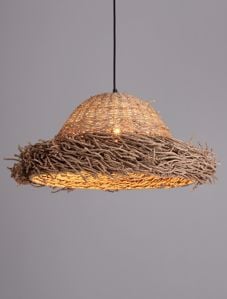 Lampadario rustico per cucina cupola alga marina intrecciata