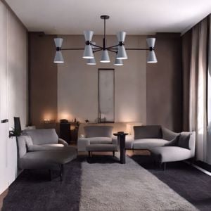 Miloox graal grande lampadario moderno grigio e nero 13 luci per soggiorno