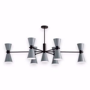 Miloox graal grande lampadario moderno grigio e nero 13 luci per soggiorno