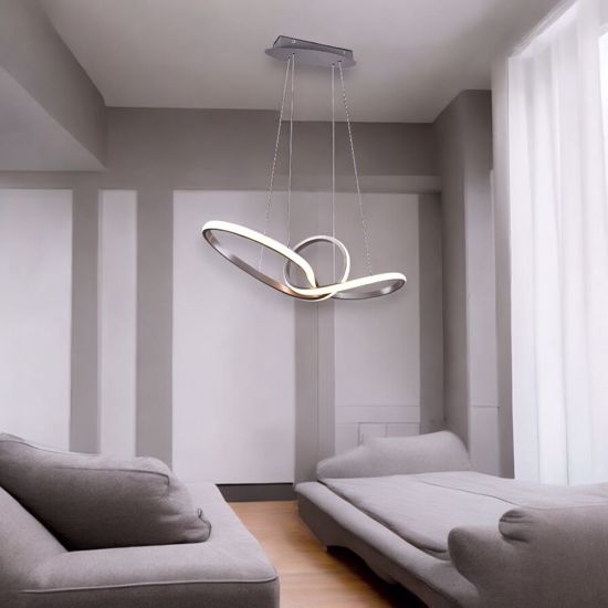 Lampadario moderno grigio led 27w 3000k dimmerabile per soggiorno