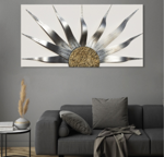 Quadro decorativo per soggiorno sole argento oro 160x80