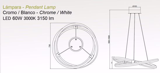 Lampadario design moderno led 60w 3000k per soggiorno