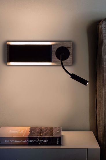 Applique per comodino camera da letto legno nero moderna