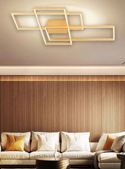 Plafoniera da soffitto led 55w 3000k oro moderna design