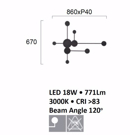 Applque led 18w 3000k nero design moderna