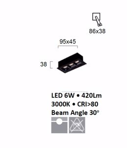 Faretto da incasso led 6w per cartongesso 3000k cestello nero