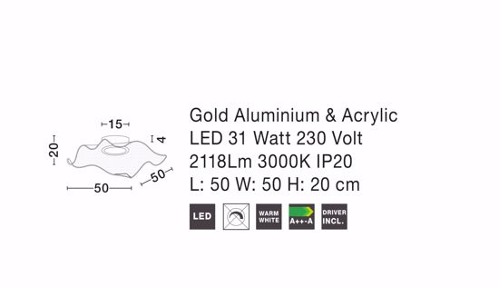 Plafoniera oro design fazzoletto led 31w 3000k moderna