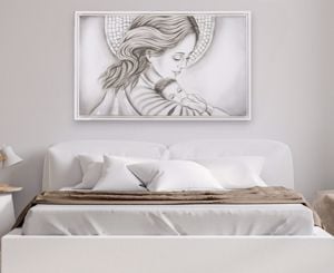 Capezzale maternita quadro camera da letto cornice bianca moderna 114x70