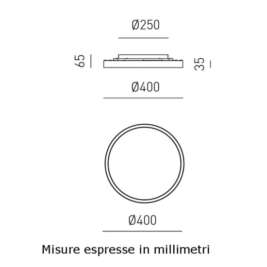 Gea luce aela p-p bianco plafoniera moderna 30w-6w 3000k 4000k