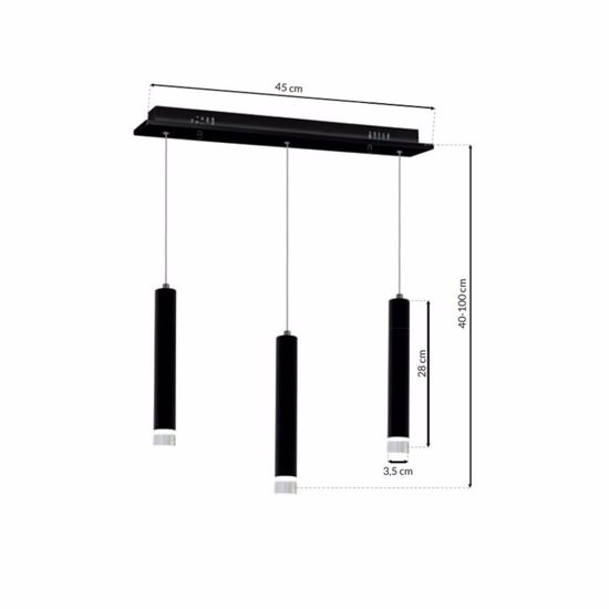 Lampadario nero 3 pendenti led 15w 4000k da cucina