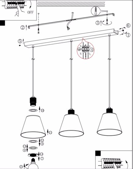 Lampadario sospensione oro vetri trasparenti per cucina