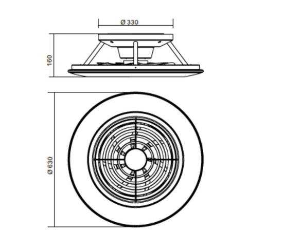 Plafoniera con ventilatore da soffitto moderno silenzioso nereo