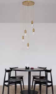 Lampadario da cucina 5 luci fili oro ottone classico