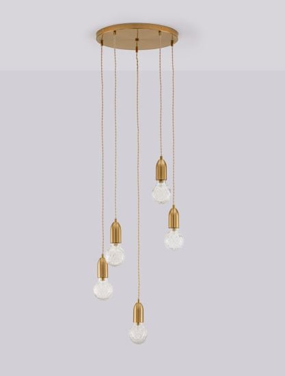 Lampadario da cucina 5 luci fili oro ottone classico