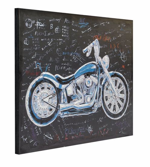 Quadro moto custom moderna per salotto 90x120 blu