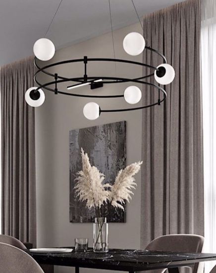 Lampadario design per soggiorno moderno nero circolare