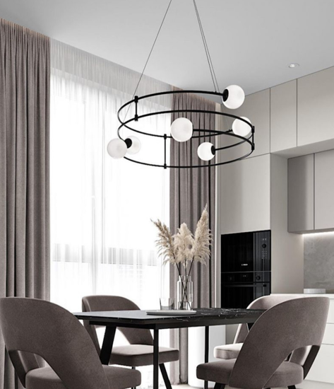 Lampadario design per soggiorno moderno nero circolare