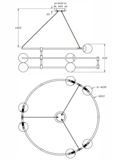 Lampadario design per soggiorno moderno nero circolare