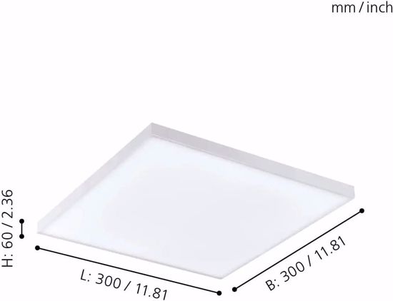 Plafoniera led 30x30 11w 4000k quadrata moderna bianca