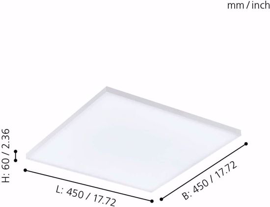 Plafoniera led 45x45 20w 4000k quadrata bianca