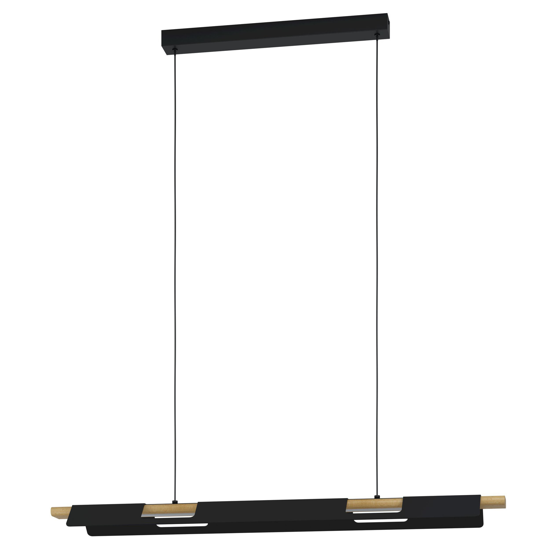 Lampadario nero legno led 3000k dimmerabile per soggiorno