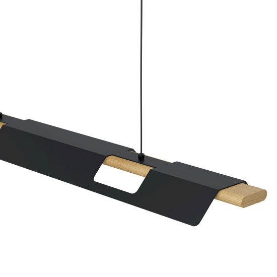 Lampadario nero legno led 3000k dimmerabile per soggiorno