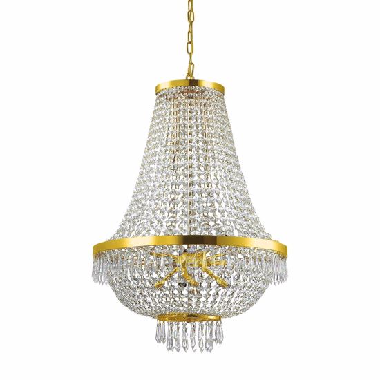 Caesar sp12 ideal lux lampadario classico dettagli oro cristalli pendenti