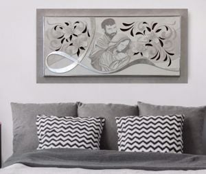 Capezzale camera da letto sacra famiglia 120x60 grigio argento classico