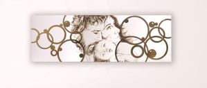 Capezzale sacra famiglia capoletto moderno 50x150 foglia oro effetto tridimensionale