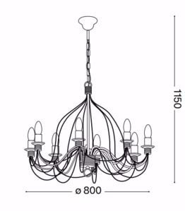 Corte sp8 ideal lux lampadario ferro battuto ruggine