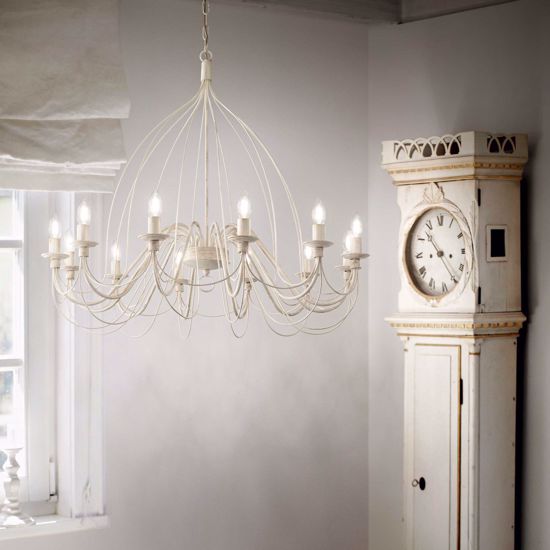 Corte sp12 ideal lux lampadario bianco shabby chic 12 luci