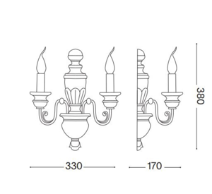 Ideal lux firenze ap2 applique classica due luci bianca e oro