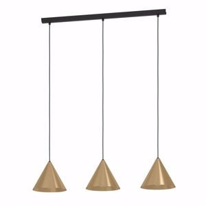 Lampadario dorato per cucina moderna 3 luci cono