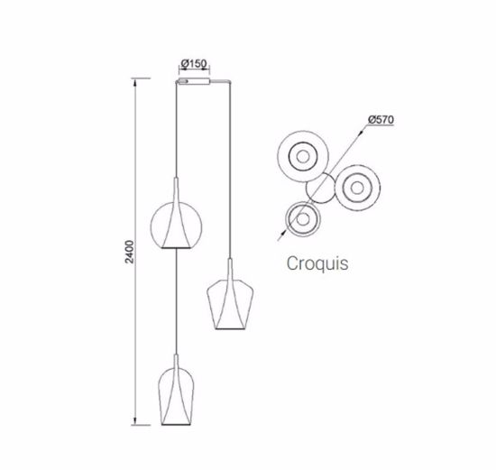 Lampadario 3 luci sospensioni vetri multicolor per soggiorno