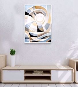 Quadro astratto moderno armonia spirale cornice bianca 70x40